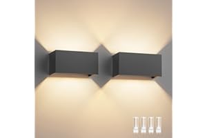 Klighten 2 szt. Lampa ścienna do pomieszczeń / na zewnątrz, IP54, 18 W, z regulowanym kątem wiązki, lampa ścienna do wnętrz, ciepła biel, 3000 K, oświetlenie zewnętrzne w dół, wzór (ciemnoszary)