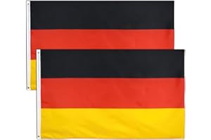 BRELET 2 Piezas 90 x 150 cm Bandera de Alemania Grande con Anillos Duraderos.Flag al Alemania para el Festival Europeo de Fútbol Decoración de Interiores.Bandera Alemana / German Flag