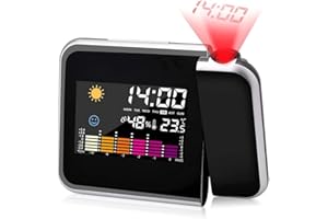 DASIAUTOEM Sveglia a Proiezione, Sveglia a LED con Proiezione, Sveglia con Snooze Sveglia Digitale Sveglia a Proiezione Display LCD Proiezione a 180°/Visualizzazione della Temperatura Data e dell'Ora