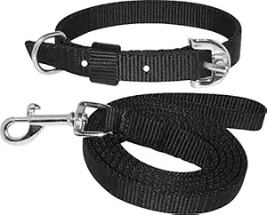 S.Blaze Dog Belt Combo of Dog Collar with Dog Leash Specially for Medium Breed Under 30kg Dog Collar Leash (Black)