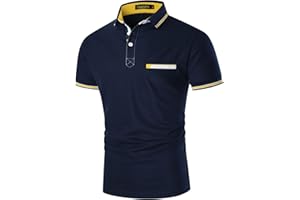 GNRSPTY Men's Short Sleeve Polo Shirts Classic Contrast Color Thread Slim Fit Cotton Golf Tennis T-Shirt