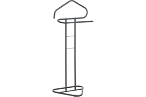 IDIMEX Valet de Chambre Valet de Nuit Camilo chevalet de Nuit avec Cintre pour Veste et Portant pour Pantalon et Autres vêtements, en métal laqué Gris