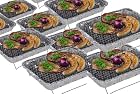 8 x Komplettset Einweggrill Edelstahl Grill Holzkohlegrill Klappgrill Gartengrill Picknickgrill MIT HOLZKOHLE… – Bild 1