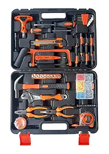 IBELL TB145-9, 145 Pieces Socket Alloy Steel Wrench Combination Package Mixed Auto Repair Hand Tool Kit Set with Plastic Toolbox Storage Case (Head Style: Fixed Square)