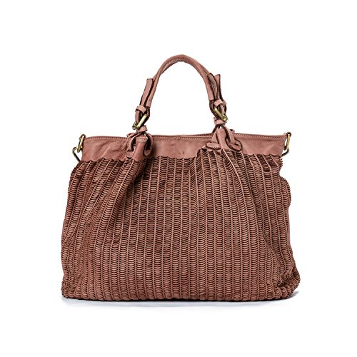 Ira del Valle, Bolso Mujer, Piel genuina, Vintage, Modelo Los Angeles, Made in Italy (rosa)