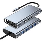 MODDESTORE TYPE C Hub 11 in 1 USB C Docking Station 4K HDMI,VGA,Type C PD,USB3.0,RJ45 Ethernet,SD/TF AUX Pc Uyumlu Adapt&ouml;r &Ccedil;o