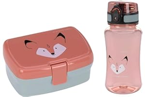 LÄSSIG Brotdose & Trinkflasche Set - Lunch Set mit Lunchbox und Trinkflasche (460 ml)/About Friends Fox