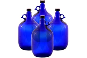 Albert's Premium Selection 5 Liter Henkelflasche/Glasballon, blau, inkl. schwarzem Deckel (4)