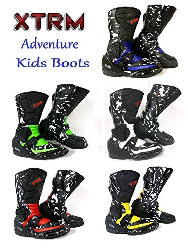MOTORBIKE BOOTS XTRM ADVENTURE KIDS BOOTS Motorcycle On-Road Casual Racing Touring Quad ATV Sports Junior Biker Long Ankle Armor Leather Boots