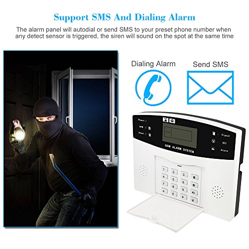 OWSOO Alarma Inalámbrica GSM SMS 433MHz Seguridad Antirrobo Sistema de