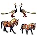 Produktbild Radha Krishna Shop Enamel Work Pure Brass Peacock Pair & Horse Pair Combo Set