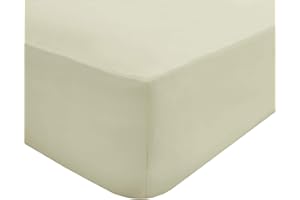 Sleepdown Bardzo głębokie prześcieradło z gumką z poliestru bawełny, kość słoniowa, podwójne