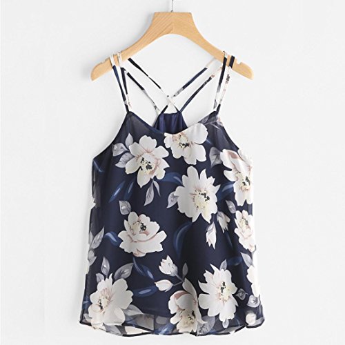 Damen Weste Internet Chiffon Sleeveless Halterneck Tank Crop Tops Weste (M, marine) - 2