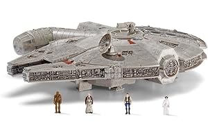 Star Wars MICRO GALAXY SQUADRON ASSAULT CLASS MILLENNIUM FALCON - Veicolo da 17 pollici con micro figure Han Solo, Chewbacca, Principessa Leia e Obi-Wan Kenobi
