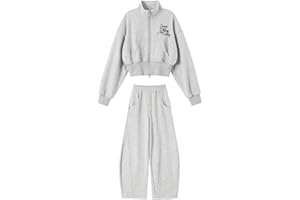 linboo Mädchen Kleidungset 2tlg Jogginganzug Sweatjacke mit Doppeltem Reißverschluss und Sporthose Kinder Sportanzug