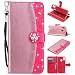 Produktbild MeganStore Schutzhülle für Huawei P20 Lite, Kontrast Farbe Bling Strass Perle Klappetui Folio Brieftasche Leder Brieftasche Kreditkarte Portemonnaie stoßfest Abdeckung für Huawei P20 Lite