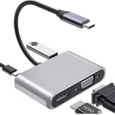 Coverzone Type-C Hdmi Vga Usb 3.0 Type 4in1 Video D&ouml;n&uuml;şt&uuml;r&uuml;c&uuml; Veri Aktarıcı Usb Adapt&ouml;r Notebook ve Macbook ile Uyumlu Gri TC