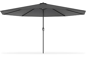 UISEBRT 350 cm, aluminiowy parasol przeciwsłoneczny z korbą ręczną, ochrona przed promieniowaniem UV 40+, na taras, do ogrodu, na taras (350 cm, ciemnoszary)