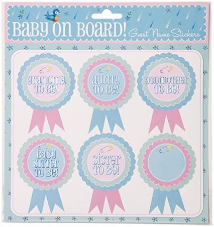 Talking Tables Baby On Board Name Stickers for a Baby Shower, Multicolor (18 Pack)