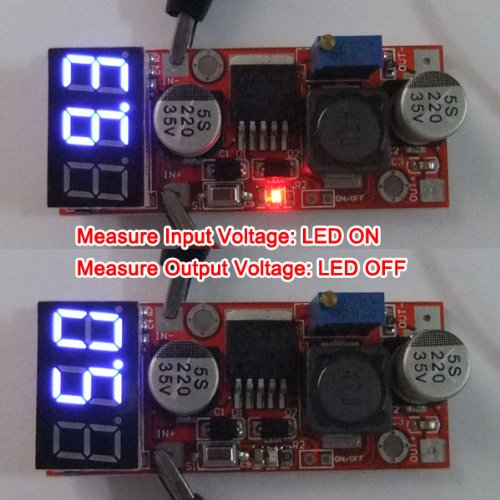 DROK® DC-DC-LM2596 einstellbarer Spannungsregler , 4.5-28V zu 1.3-25V Buck Converter Spannungsstabilisator Modul, Step Down Converter mit blauem LED-Digitalanzeige Voltmeter - 5
