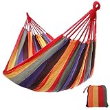 SONGMICS Hamaca Colgante Tejido Polialgodón Relajar en Jardín Camping 210 x 150 cm Carga de 300 kg Colorido GDC210