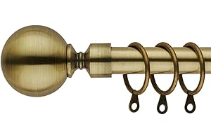 BOOM JOG Curtain Poles Metal Plain ball finials Extendable Curtain Pole Set 70 cm to 120 cm Antique Brass Curtain Rods 19 mm Diameter Adjustable Curtain tracks