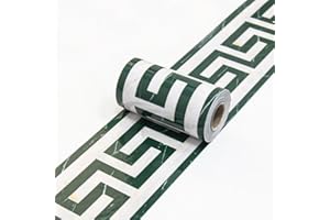 Dostear Bordure de papier peint Vert-48 Décoration murale amovible Frise Murale Autocollant Papier Peint Autocollant imperméable en PVC Plinthe Autocollant 10cm X 500cm