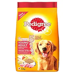 Pedigree Young Adult Dry Dog Food, Chicken & Rice, 1.2kg Pack