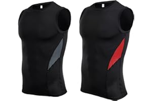 HomyComy Canotta Compressione da Uomo Sport Senza Maniche Base Layer Asciugatura Rapida Top Pacco da 2