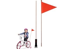 LLWQUANZSS Drapeau de sécurité de vélo Fanions De Vélo Drapeau De Vélo pour Enfant, Tige en Fibre De Verre avec Un Fanion, Imperméable, Hauteur réglable, pour Vélo, Remorque, Camions, VTT, Scooter (1.2 m)