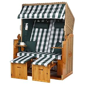 Corbeille De Plage 2 Places Hörnum - Transat Confortable Pour Jardin