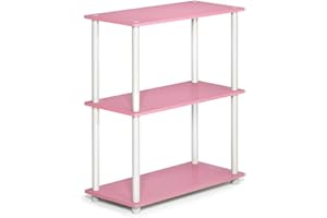 Furinno kompaktes Mehrzweck-Regal mit 3 Ebenen, holz, Rosa/Weiß, 28.96 x 59.94 x 75.18 cm