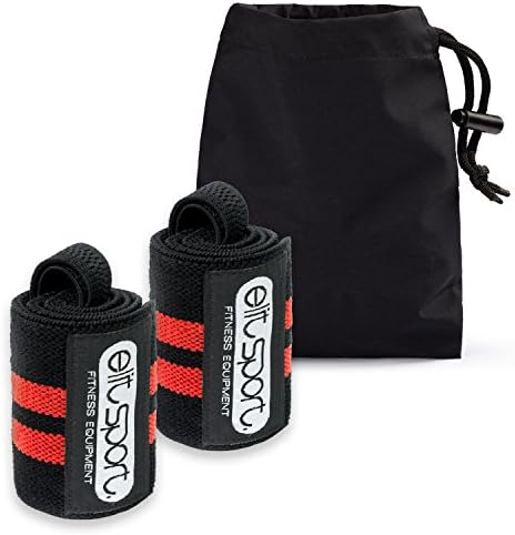 Wristband Elit Sport supportsystem (1 Pair/2 Wristbands) | 18 (45 cm) Heavy Duty Wrist Wraps | Crossfit | Weightlifting | Powerlifting | Kettlebells | Deflection &amp; Dominated - Stand and Ideal Protection for wrists - Unisex - Includes FREE Carry Bag -1 Year Warranty