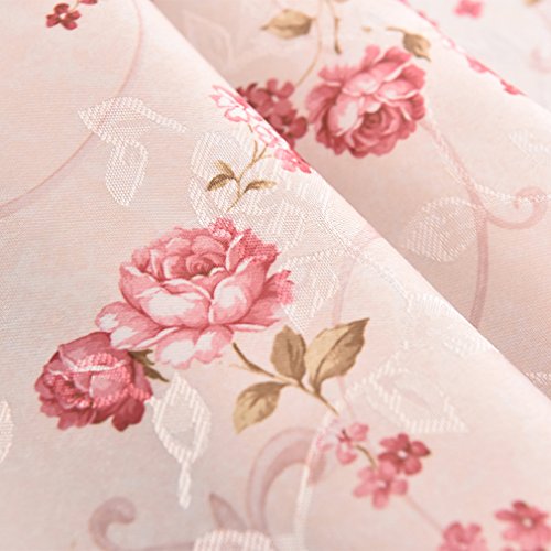 Kinlo® 1er Pack 145x245cm Blickdicht Vorhänge Blinkschutz Gardinen mit Ösen Dekoschal mit Blumen Druck im Wohnzimmer – Rosa - 9
