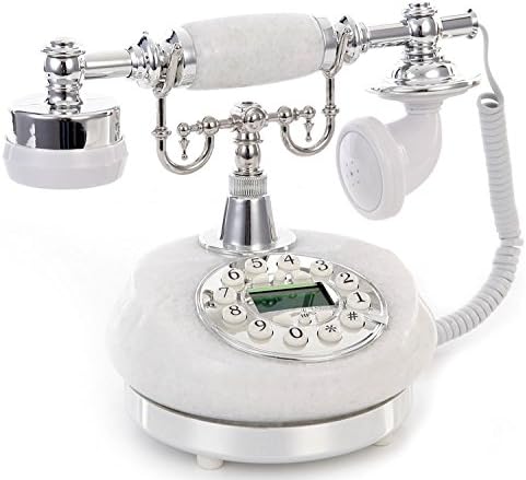 Old Fashioned Telephone -Push Button Dial -Retro Vintage Antique Style Desk Phone -Marble Material -Home Living Room Decor