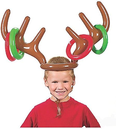 DORABO Reindeer Antler Hat Christmas Party Toss Game Inflatable Reindeer Antler Hat with Rings Hoops Accessories for Christmas, Wedding, Birthday, Baby shower, Graduation, Halloween