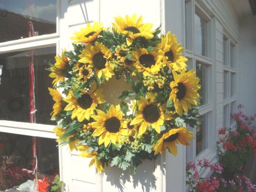 Sonnenblume Sonnenblumenkranz Türkranz Herbst Kranz Dekokranz künstlich Deko 35cm - 4