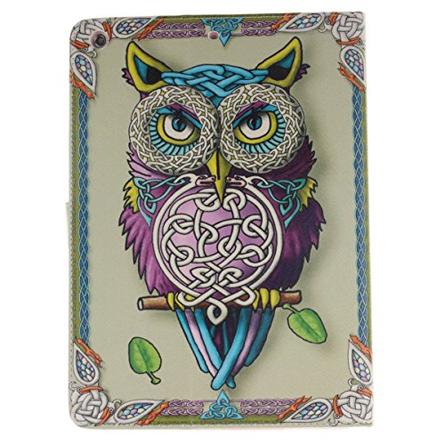 iPad mini 3 Lederhülle – Felfy Slim Full Body Niedlichen Cartoon Gelbe Eule Muster PU Case Cover Etui Schutz Hülle Tasche für Apple ipad mini 3 mini 2 mini 1 + 1x Eule Anti Stöpsel + 1x Gold Stylus - 2