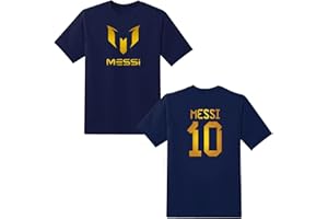 LOVEVO Boys Crew Neck T-Shirts, Messi 10 Goat Football Lovers Printed Round Neck Tee Tops for Boys, Girls & Kids, 5-15 Years