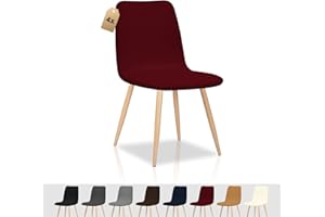 FIGOOO Stuhlhussen 4er Set Strech Stuhlhussen Skandinavisch Universal Abnehmbar Waschbar Schonbezüge Stuhlbezug für Küchenstühle Hotel Bankett(Weinrot,4pcs)