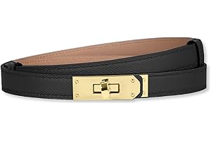 LumiSyne Women Skinny Leather Belt Classic Solid Color Alloy Turn Lock Ladies Adjustable Leather Belt Slim Thin Waist Belt Waistband Decorative Belt For Dresses Jeans Pants Coat