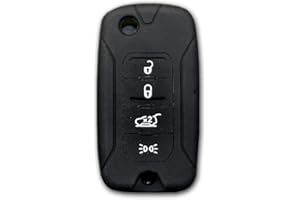 car passion Guscio Chiave Cover per Jeep Renegade Compass Cherokee in Silicone Gomma 4 Tasti Nera