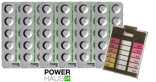 POWERHAUS24® - 60 Testtabletten Phenol Red, pH-Wert - inkl. Messkammer