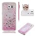 Produktbild für Samsung Galaxy S6 / Galaxy S6 Duos Hülle,SKYXD Glitzer Flüssig Wasser Kreativ Design Weiche Silikon Gel Gummi [Nicht Hard Case] Brillianter Leichtes Glatt Schutzhülle mit [Handyanhänger + Eingabestifte] Handy Tasche Hülle Etui für Samsung Galaxy S6 / Galaxy S6 Duos Soft Shine Bling Glitter Liquid Water Folie Case Back Cover With Touch Pen Dust Plug - Pink Treibsand Herz Sparkle
