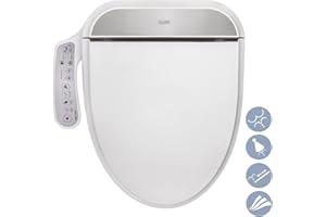 R FLORY FDB300 Electronic Smart Bidet Seat Bidet Attachment Easy Install Heated Seat Warm Dry Water Power Save Self Cleaning Separate Nozzle (Elongated-UK)
