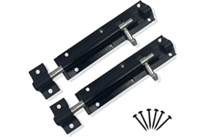 Tradeals 2 Pack - Heavy Duty Gate Bolt Door Lock Tower Door Bolt Door Lock Barrel Slide Bolt Lock for Garden Gates,Shed Doors and Wooden Fence Extra Safety and Security Black (6")
