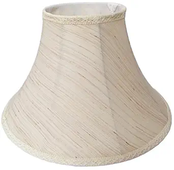 RDC Round Fabric Slanting Khadi with Lace Border Lamp Shade for Table Lamp, 12 Inches (Cream)