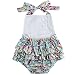 TiaoBug Baby Girls Floral Cherry Ruffles Romper Bodysuit Summer Dress with Headband Blue Rose 12 Months