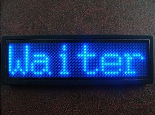12 * 48 pixels Rechargeable Magnetic LED Name Badge Sign ID Tag Business Card Text Message Scrolling Running Display/Write All Languages azul