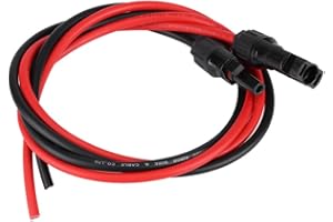 Raguso Cable de Extensión del Panel Solar, Cable de batería, Par de 2.5 mm de Panel Solar Rojo y Negro Cable PV Cable Conectores Macho y Hembra Que conectan el Panel Solar al Controlador de Carga